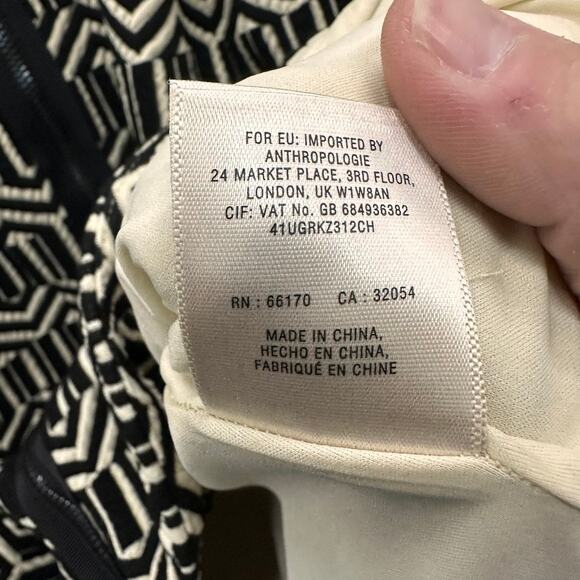 Anthropologie Leifsdottir Small Dress Black White Chevron Pattern Front Full Zip - Picture 8 of 9